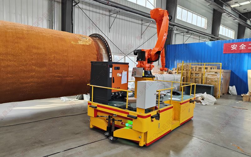 磁導航AGV小車配套機械手案例