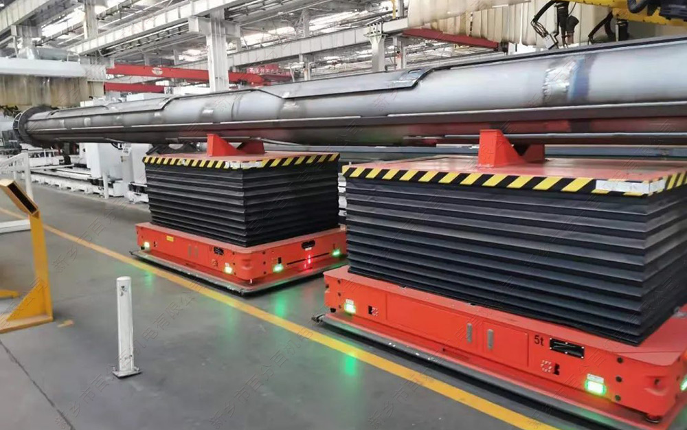 多臺(tái)AGV小車同步運(yùn)行搬運(yùn)大型工件的可行性